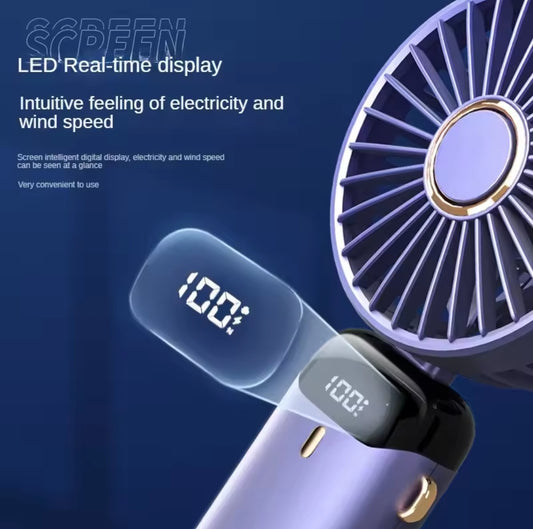 Rechargeable Hand Fan With LED Display